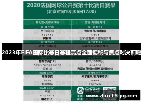 2023年FIFA国际比赛日赛程亮点全面揭秘与焦点对决前瞻